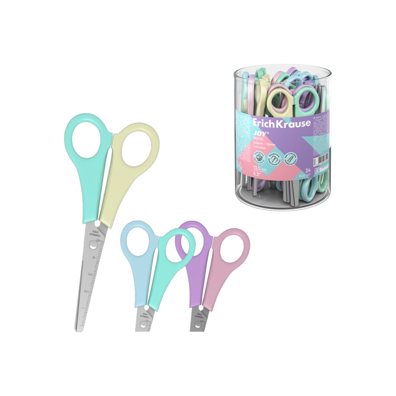 Ciseaux ErichKrause JOY Pastel 13,5 cm pointes rondes assorties Ciseaux ErichKrause JOY Pastel 13,5 cm pointes rondes assorties