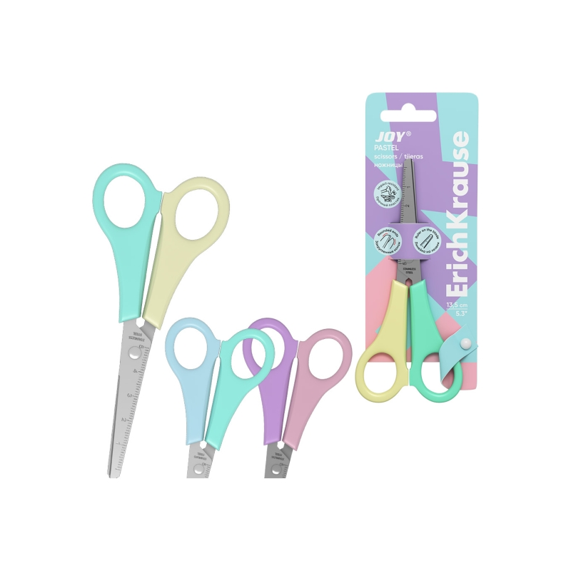 Ciseaux ErichKrause JOY Pastel 13,5 cm pointes rondes Ciseaux ErichKrause JOY Pastel 13,5 cm pointes rondes