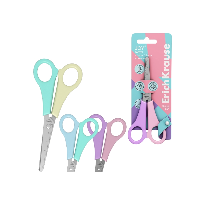 Ciseaux pour gauchers ErichKrause JOY Pastel 13,5 cm assortis