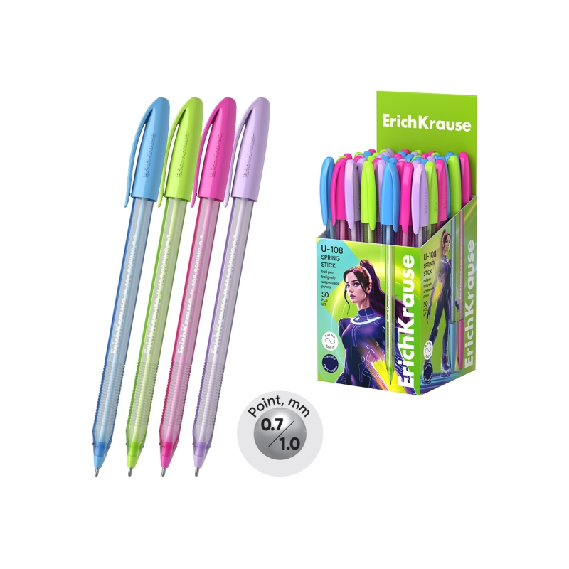Stylo-bille ErichKrause U-108 bleu 0,26 mm avec capuchon