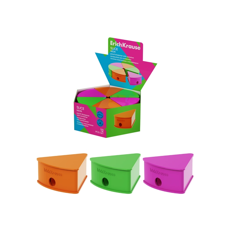 Taille-crayons ErichKrause avec réservoir, lot de 12, assortis
