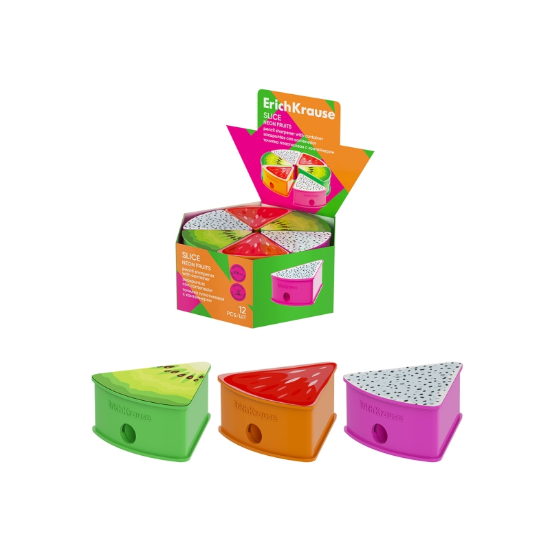 ErichKrause Taille-crayons Slice Neon Fruits x12 assortis