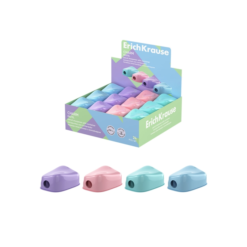 Taille-crayons ErichKrause Charm Pastel avec réservoir, assortis Taille-crayons ErichKrause Charm Pastel avec réservoir, assortis