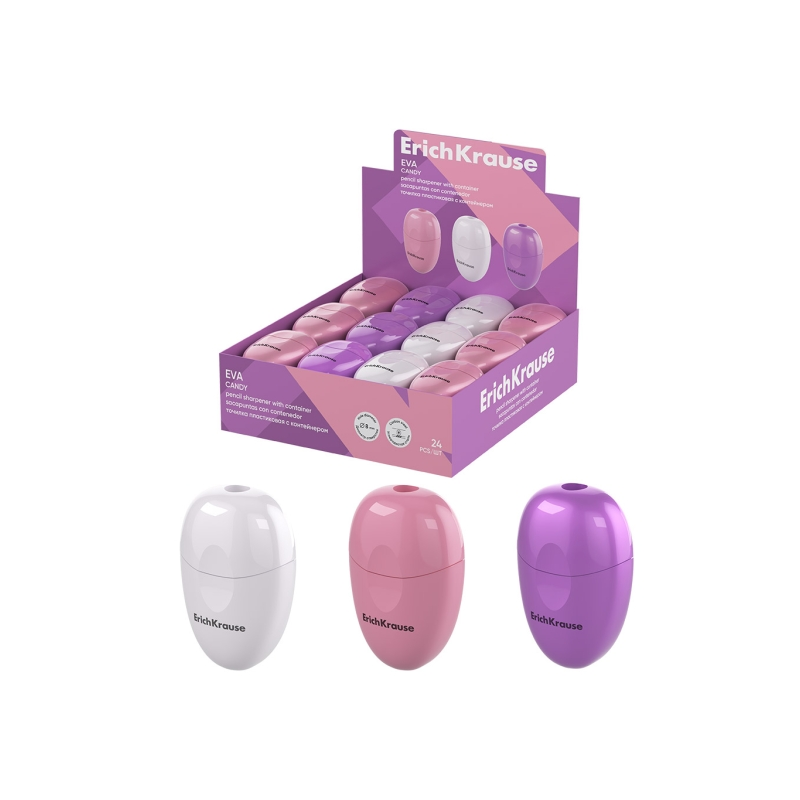 Taille-crayons ErichKrause Eva Candy avec réservoir, assortis