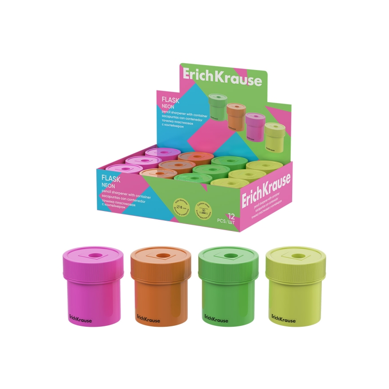 Taille-crayons avec réservoir ErichKrause x12 assortis Taille-crayons avec réservoir ErichKrause x12 assortis