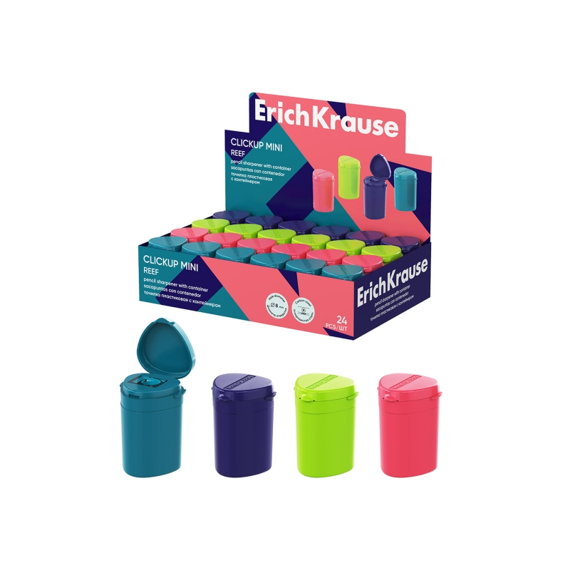 Taille-crayons ErichKrause ClickUp Mini avec réservoir, assortis Taille-crayons ErichKrause ClickUp Mini avec réservoir, assortis