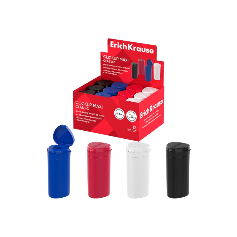 Taille-crayons à réservoir ErichKrause ClickUp Maxi x12 assortiment