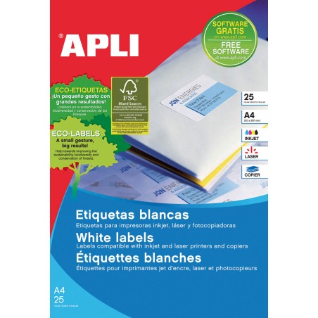 Apli étiquettes blanches permanentes 99,1 x 38,1 mm 25 feuilles