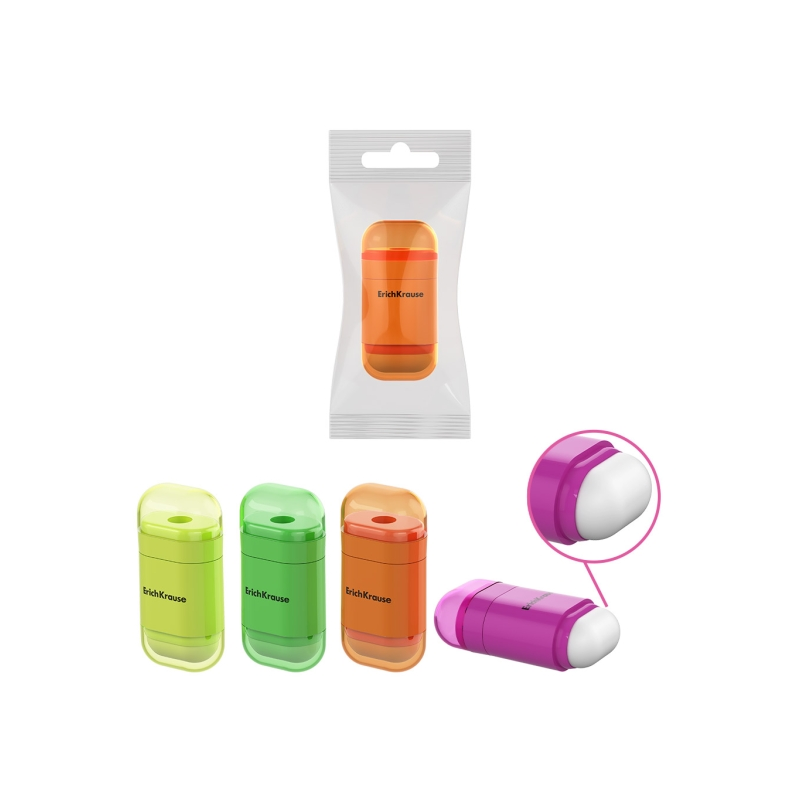 Sacapuntas avec réservoir et gomme ErichKrause JOY assorti