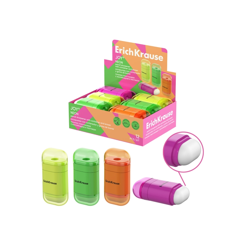 Taille-crayons avec réservoir ErichKrause JOY Neon assortis