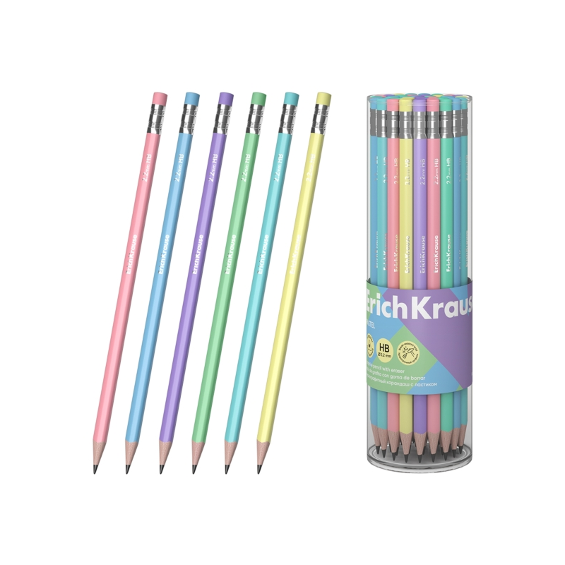 Crayon graphite HB triangulaire ErichKrause pastel assorti Crayon graphite HB triangulaire ErichKrause pastel assorti