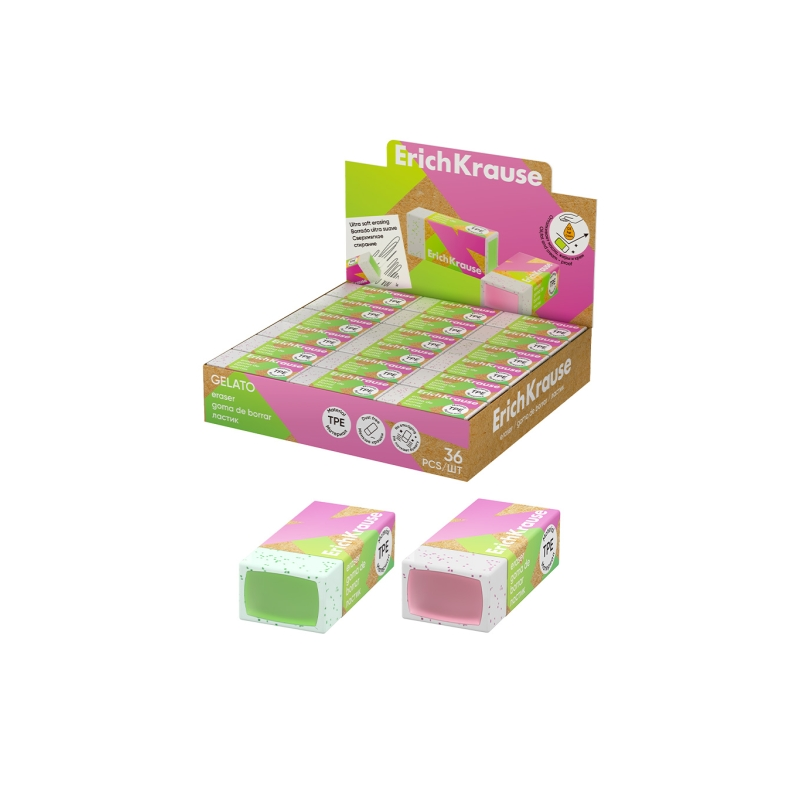 Expositor de 36 gommes ErichKrause sans PVC assorties Expositor de 36 gommes ErichKrause sans PVC assorties