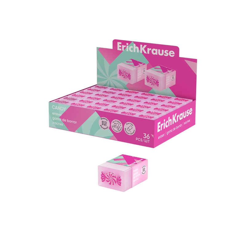 Gomme à effacer ErichKrause Candy x36 couleurs assorties