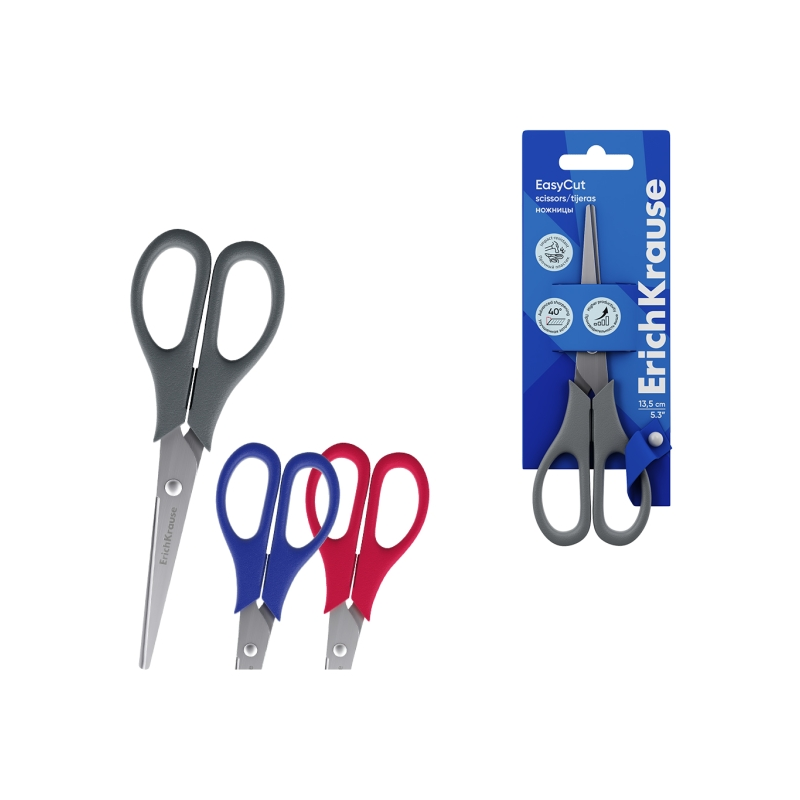 Ciseaux ErichKrause EasyCut 13,5 cm, poignées assorties Ciseaux ErichKrause EasyCut 13,5 cm, poignées assorties