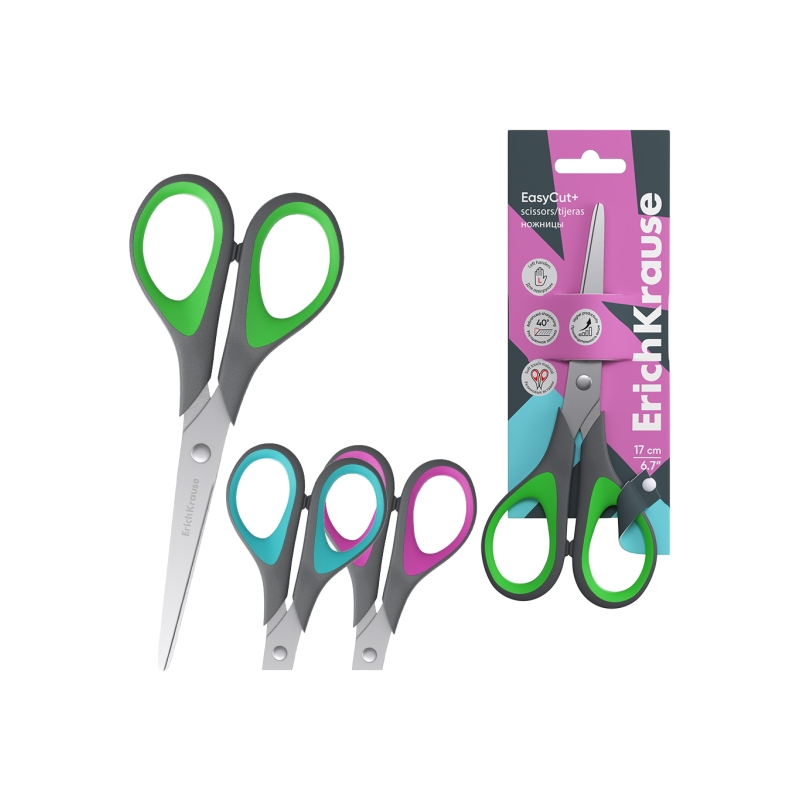 Ciseaux gauchers 17 cm ErichKrause EasyCut+, assortis Ciseaux gauchers 17 cm ErichKrause EasyCut+, assortis