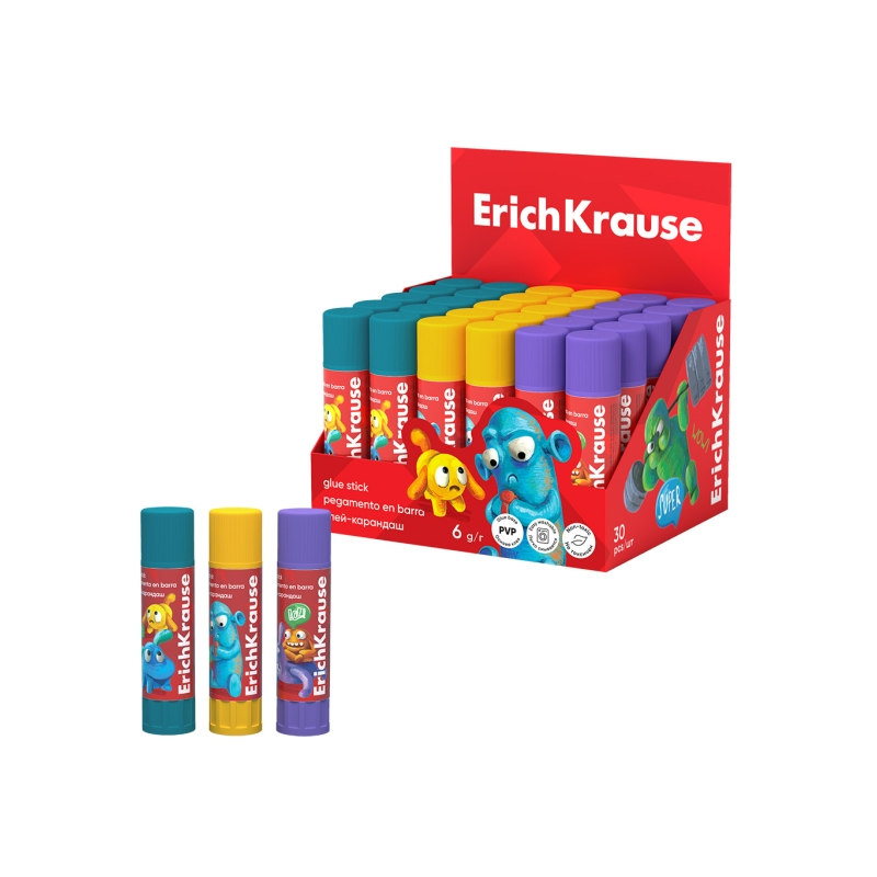 Bâtons de colle ErichKrause EasyStick Jolly Friends blancs Bâtons de colle ErichKrause EasyStick Jolly Friends blancs