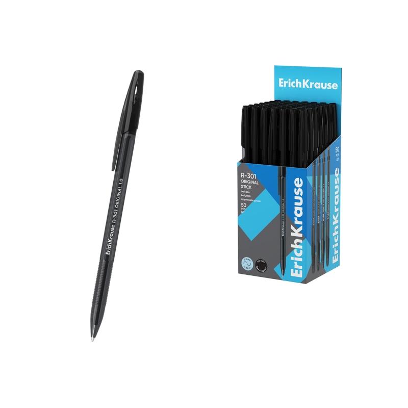 Stylo-bille ErichKrause R-301 noir 1,0 mm transparent
