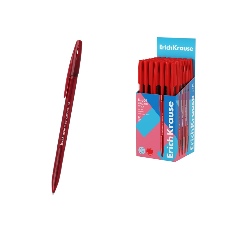 Stylo-bille ErichKrause R-301 rouge 1,0 mm transparent Stylo-bille ErichKrause R-301 rouge 1,0 mm transparent