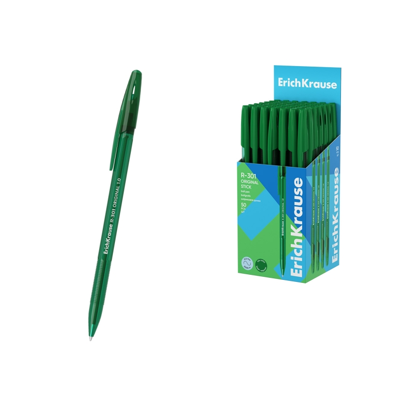 Stylo à bille ErichKrause R-301 vert 1,0 mm transparent