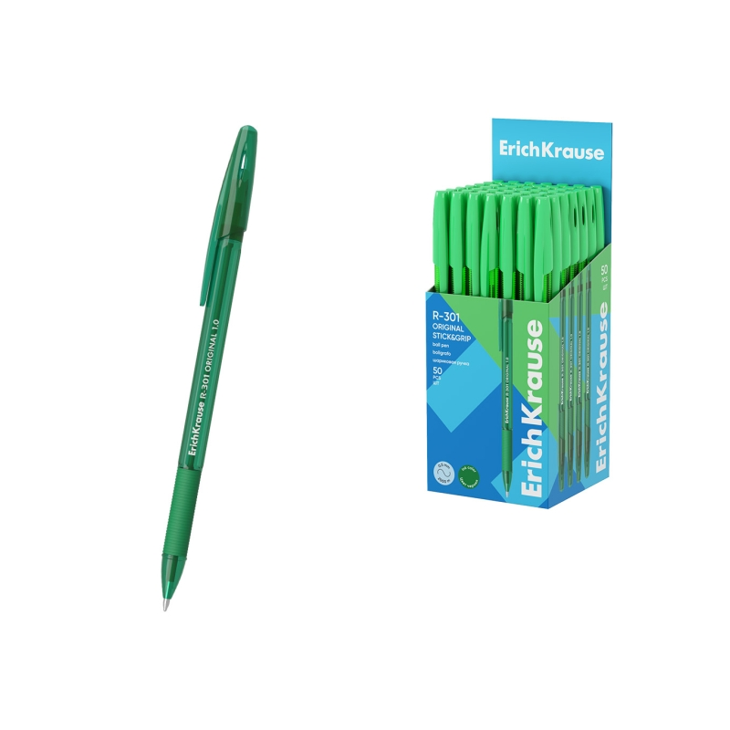 Stylo-bille ErichKrause R-301 vert 1,0 mm transparent