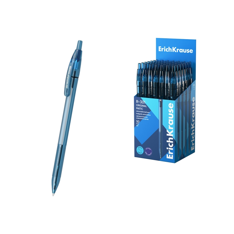 Stylo-bille rétractable ErichKrause R-301 Matic bleu 1 mm