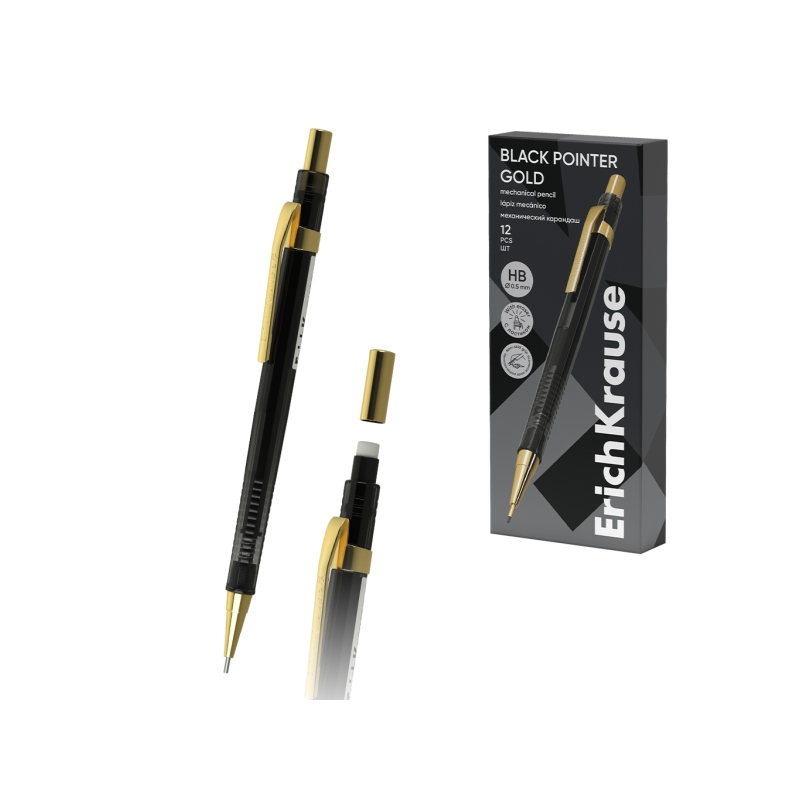 Porte-mine ErichKrause Black Pointer Gold 0,5 mm noir Porte-mine ErichKrause Black Pointer Gold 0,5 mm noir
