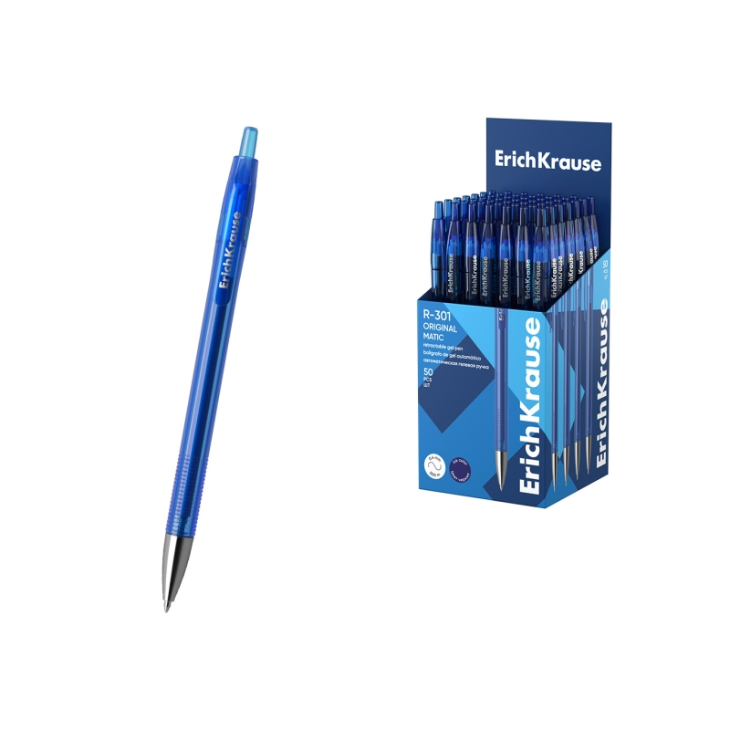 Stylo gel rétractable ErichKrause R-301 bleu 0,5 mm