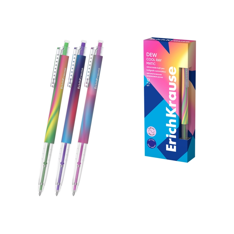 Stylo rétractable bleu ErichKrause Dew Matic Cool Ray 0,28 mm Stylo rétractable bleu ErichKrause Dew Matic Cool Ray 0,28 mm