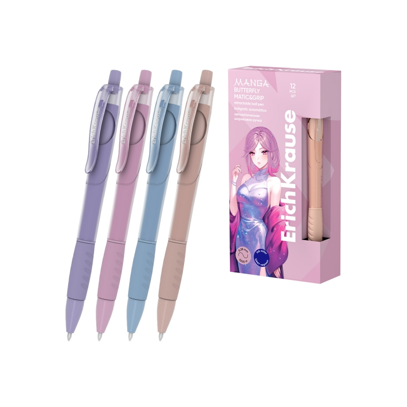 Stylo rétractable ErichKrause Butterfly Matic Grip bleu Stylo rétractable ErichKrause Butterfly Matic Grip bleu