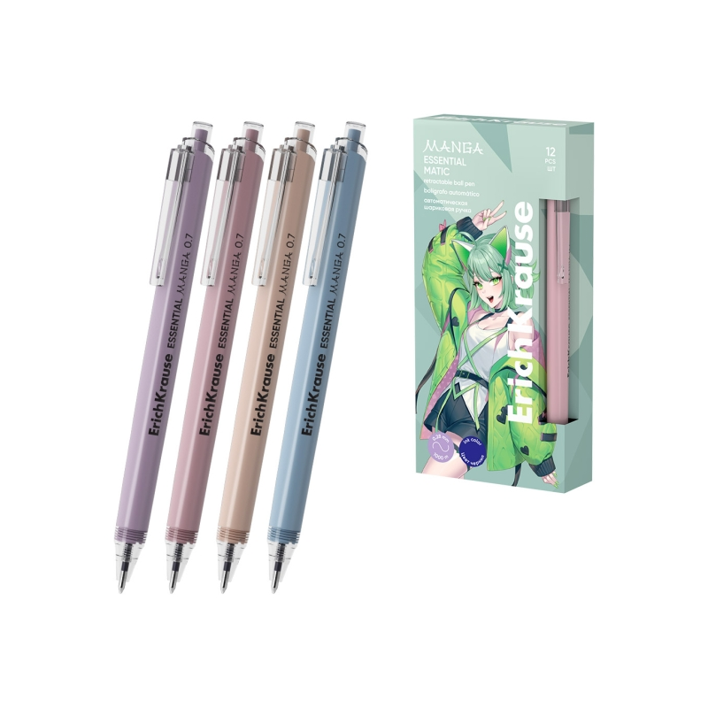 Stylo-bille rétractable ErichKrause Essential Matic bleu