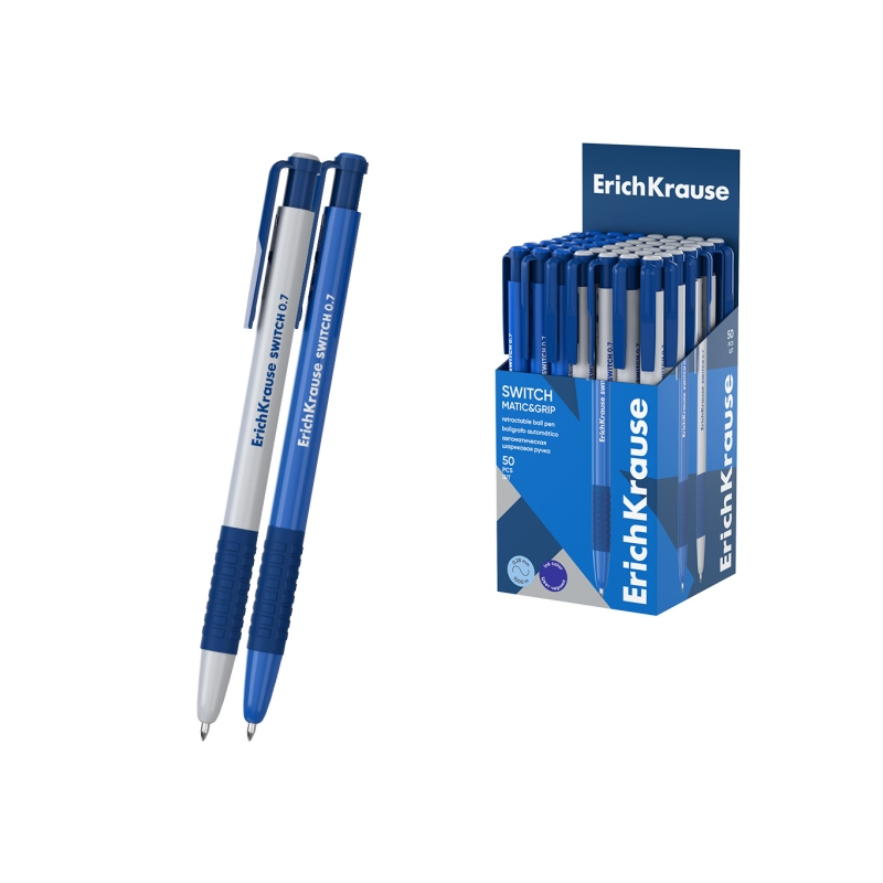 Stylo-bille ErichKrause Switch Matic Grip bleu 0,28 mm