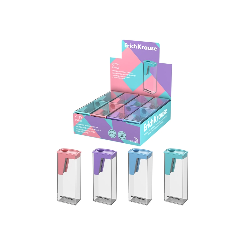 Expositor 16 taille-crayons réservoir ErichKrause couleurs assorties