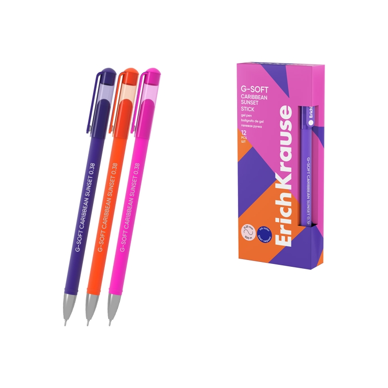 Stylo gel bleu ErichKrause G-Soft Stick 0,25 mm avec capuchon