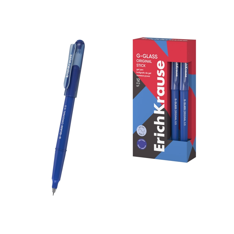 Stylo gel bleu 0,5 mm résistant à l'eau ErichKrause G-Glass Stylo gel bleu 0,5 mm résistant à l'eau ErichKrause G-Glass