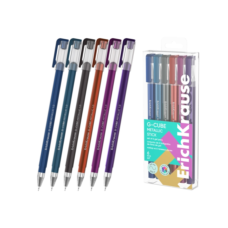 ErichKrause G-Cube Stick stylos bille 1,0 mm assortis x6 ErichKrause G-Cube Stick stylos bille 1,0 mm assortis x6