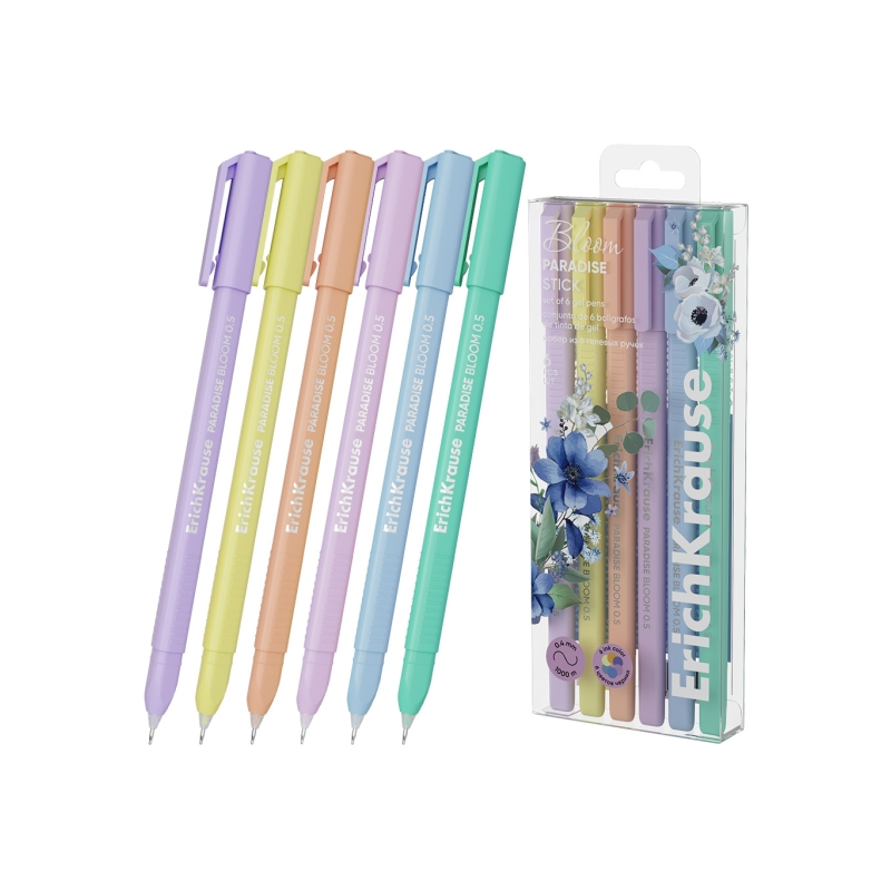 ErichKrause Paradise Stick Pastel Bloom 6 stylos 0,5 mm assortis ErichKrause Paradise Stick Pastel Bloom 6 stylos 0,5 mm assortis