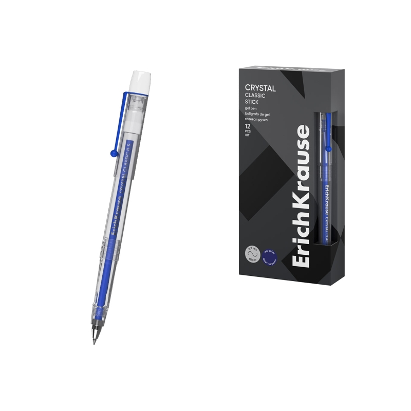 Stylo gel bleu 0,5 mm ErichKrause Crystal Stick Classique