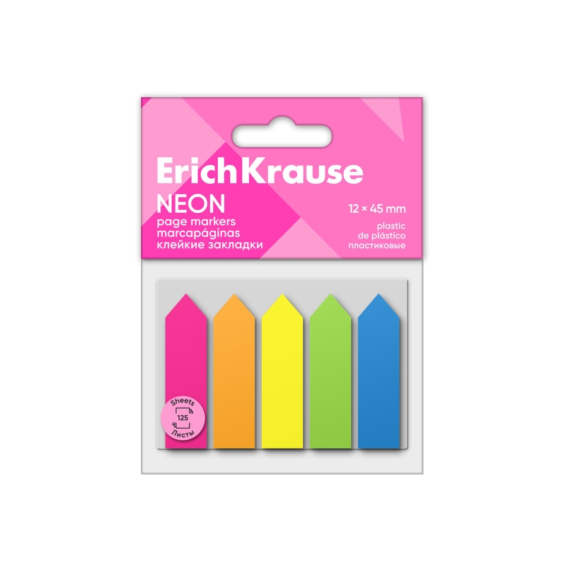 ErichKrause flèches néon marque-pages assortis 5x25 12x45mm ErichKrause flèches néon marque-pages assortis 5x25 12x45mm