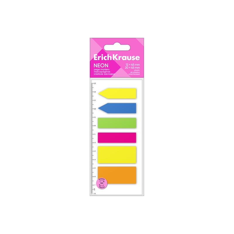 Blocs marque-pages néon assortis 12x45mm x6 ErichKrause Blocs marque-pages néon assortis 12x45mm x6 ErichKrause