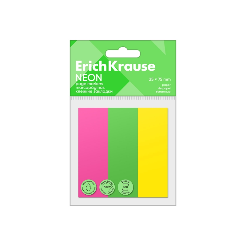 Bloc de 100 marque-pages repositionnables ErichKrause 25x75mm couleurs assorties Bloc de 100 marque-pages repositionnables ErichKrause 25x75mm couleurs assorties