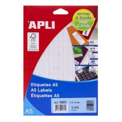 Apli A5 Étiquettes Blanches 8.0 x 12.0mm 15 Feuilles