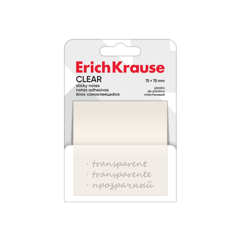 Bloc de 50 notes adhésives transparentes 75x75mm ErichKrause Bloc de 50 notes adhésives transparentes 75x75mm ErichKrause