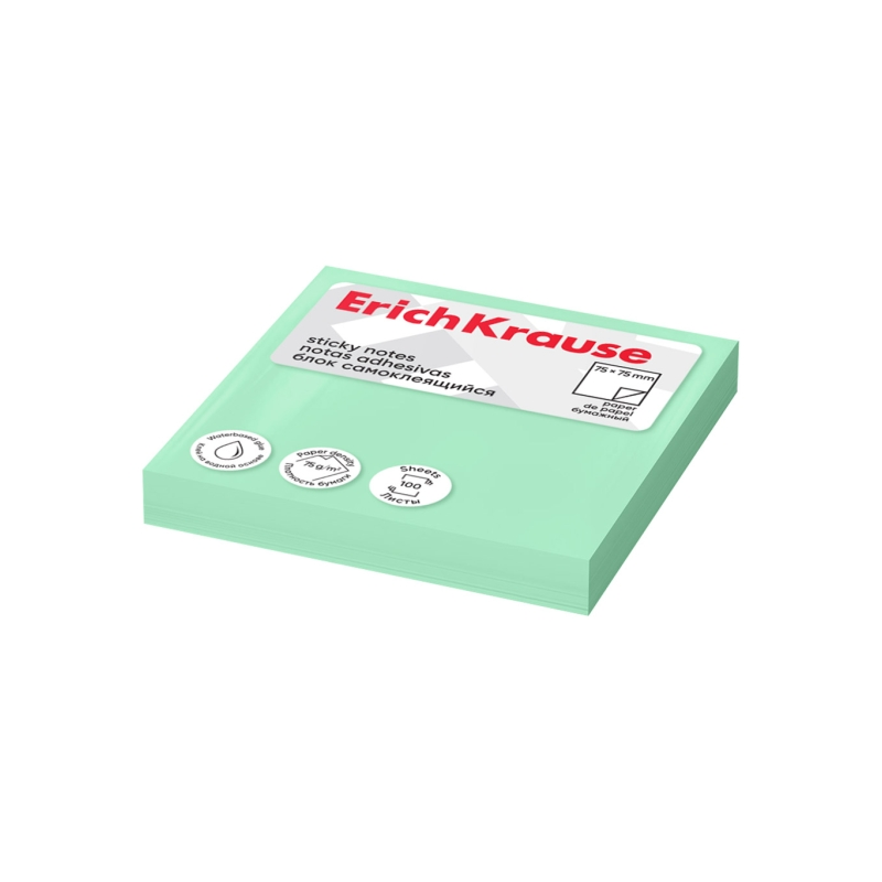 Bloc de 100 notes adhésives vertes 75x75 mm ErichKrause Bloc de 100 notes adhésives vertes 75x75 mm ErichKrause