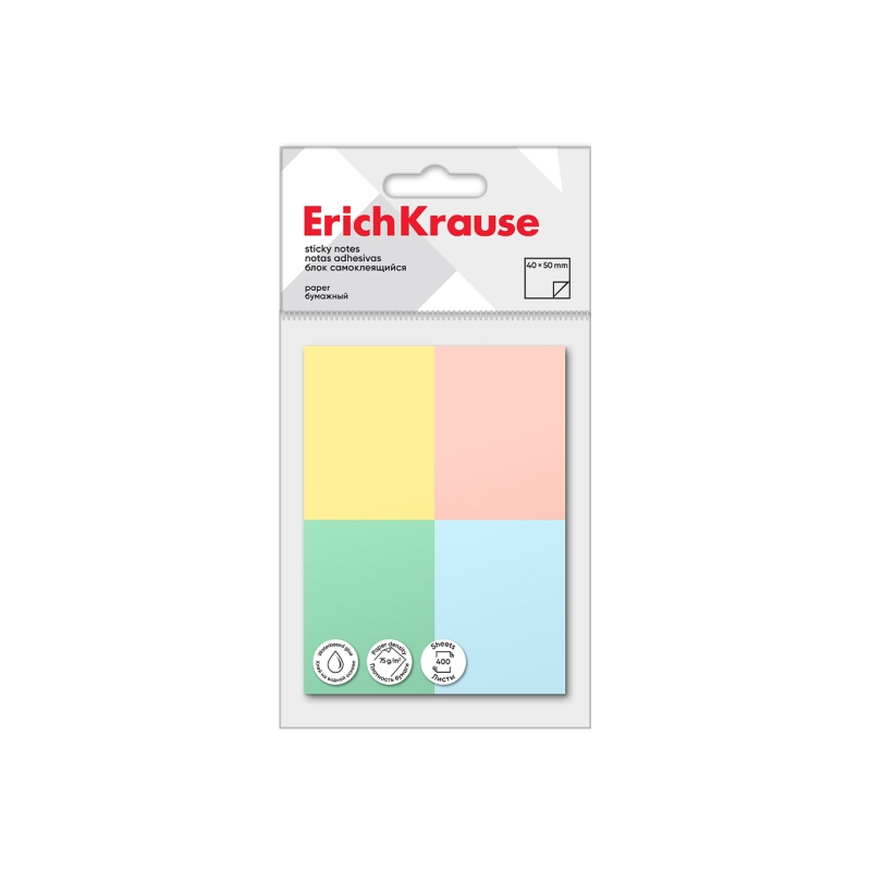 Bloc-notes adhésifs ErichKrause 40x50mm assortis x4 Bloc-notes adhésifs ErichKrause 40x50mm assortis x4