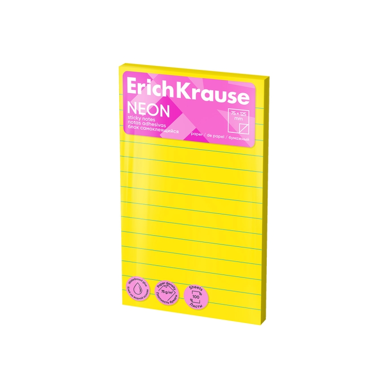 Bloc de 100 notes adhésives ErichKrause 75x125mm couleurs