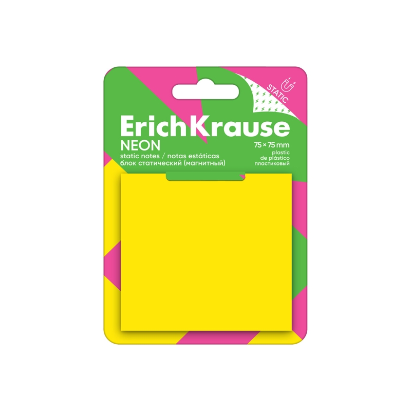 Bloc de 50 notes adhésives ErichKrause jaune 75x75 mm