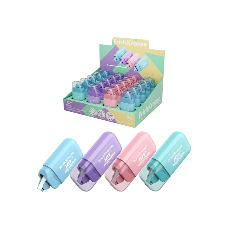 ErichKrause JOY 20 rubans correcteurs pastel 5mm x 6m assortis