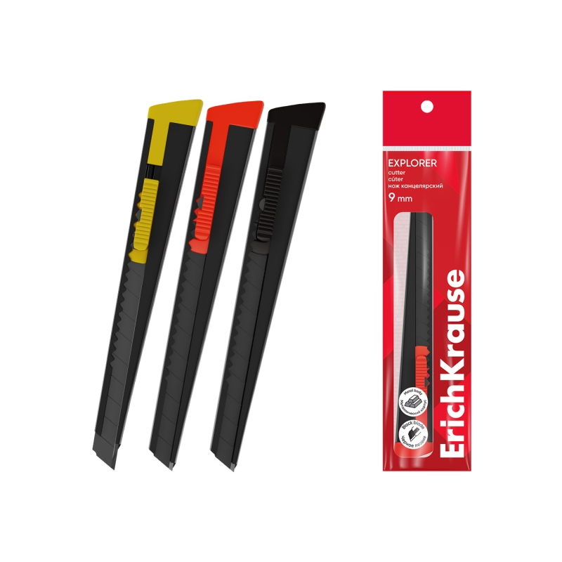 Cutter métallique 9 mm ErichKrause couleurs assorties Cutter métallique 9 mm ErichKrause couleurs assorties