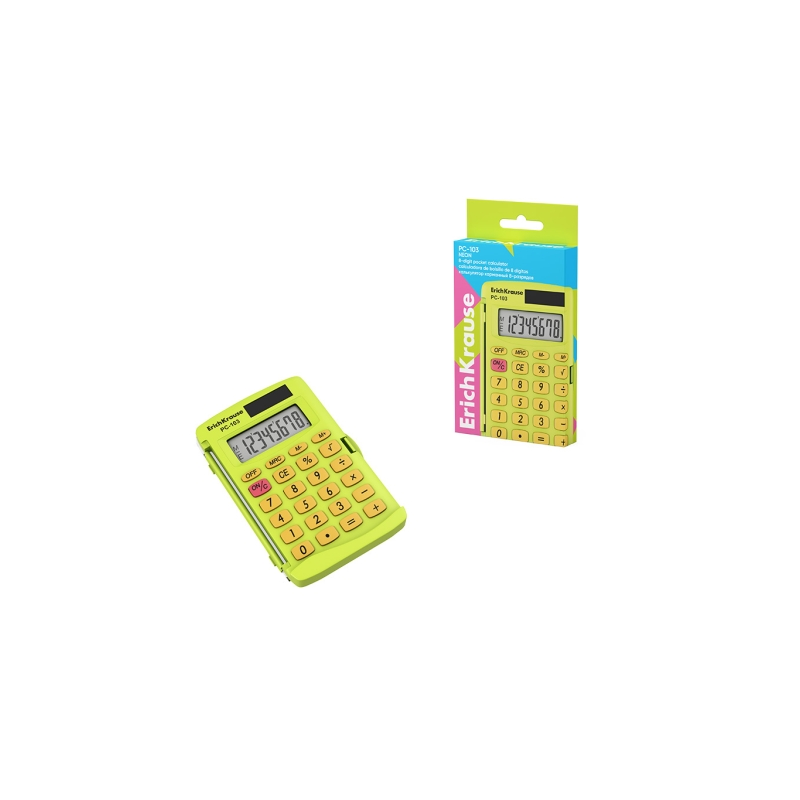 Calculatrice de poche ErichKrause PC-103 8 chiffres jaune Calculatrice de poche ErichKrause PC-103 8 chiffres jaune