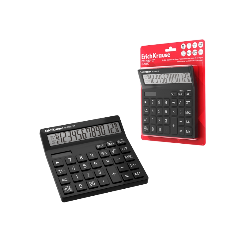 Calculatrice de bureau ErichKrause DC-2860-12T 12 chiffres noire